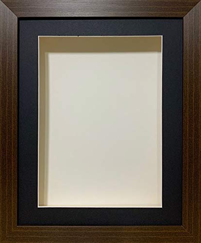 Kwik Picture Framing Ltd Black 3D Box Picture, Photo, Momento, Keepsake, Memorabilia, Wedding Flowers, Medals, Baby Casts Frame| 1 Inch Deep Shadow Box Frame | Mahogany Frame With Mount | Size: 8X6 Visible Size: 6X4