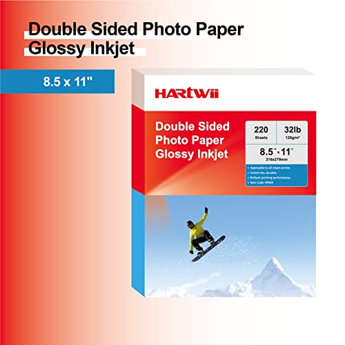 Hartwii 220 Pack Double Sided Photo Paper Glossy Inkjet 8.5X11 32Lb 120Gsm A4 Letter Size For All Dye Ink Printers #TOP1