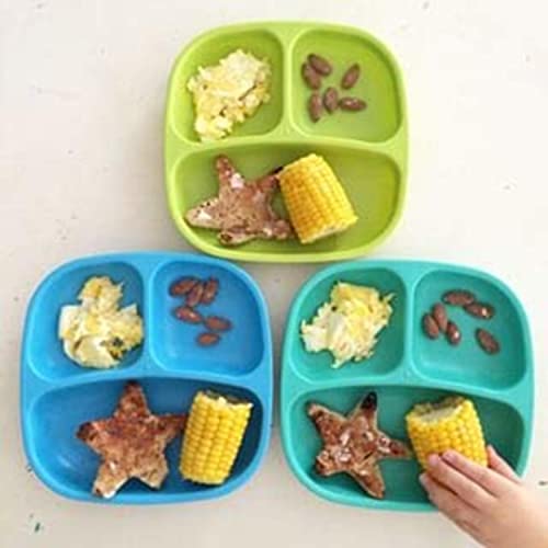 Re-Play Made In The Usa Dinnerware Set - 3Pk Divided Plates With Matching Utensils - Sky Blue, Aqua, Lime Green (Under The Sea) #TOP4