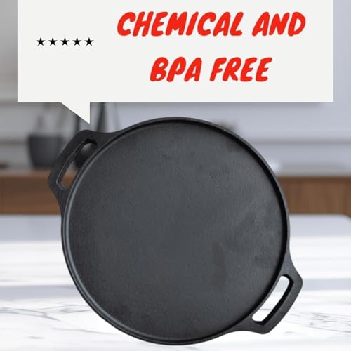 Image of Pre-Seasoned Cast Iron Tawa for Dosa /Chapathi /Roti |,29 cm, 2.7kg| Gas & Induction Stove-Friendly | Non-Stick, Pre-Seasoned Tawa, Long Lasting & Toxin-Free, No Chemical Coating, Black -B4