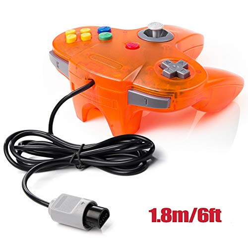 Image of miadore 2 Pack Classic N64 Controllers Bundle with 2 Pack 6FT N64 Controller Extension Cable (orange /blue)