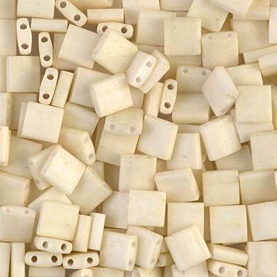 50 Grams Miyuki Tila Bead 5x5mm Matte Opaque Cream Glass Bulk Bag TL2021-50