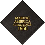 Crisky 70th Birthday Napkins Black and Gold Dessert Beverage Cocktail Cake Napkins 70th Birthday Decorations Party Supplies, Making America Great Since 1950, 50 Count, 3-Ply