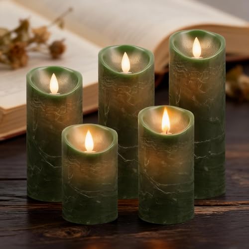 RosMank 5er Set LED-Kerzen, mit 10-Tasten-Fernbedienung, Flammenlos,...