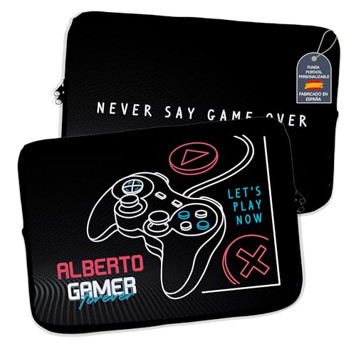 Housse pour Ordinateur Portable et Tablette. Personnalisé avec Nom. Sacoche PC. Néoprène. Pochette Sacoche pour Chromebook Ultrabook Netbook Tablette. Gamer...