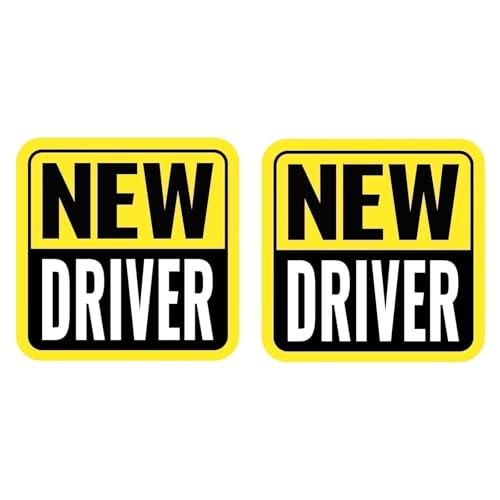 Woyinger Student Driver Magnet, High-Visibility New Driver Magnet for Car, Durable Automotive Exterior Accessories with Reflective Stripes, 2-Pack (Yellow/Black-New, 3.54 inch)