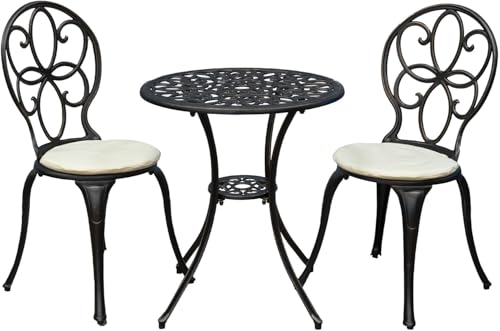 Image of Signature Homes and Gardens SH&G Rayleigh 2 Seat Bistro Set | 3 Piece Round Table & Chairs | Indoor & Outdoor (Antique Bronze)