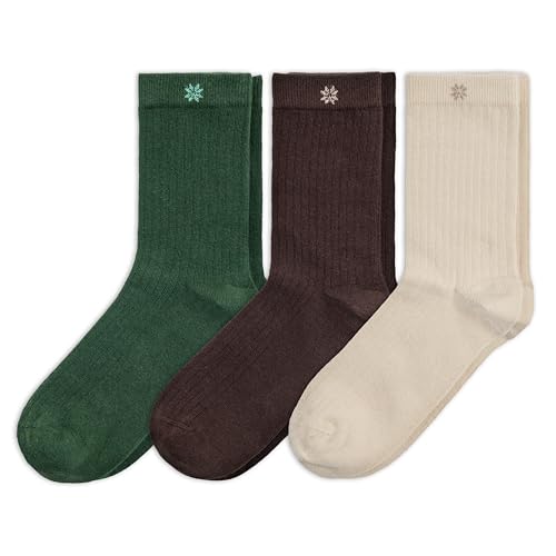 NORDIC Socks Merino Wool Dress Crew Socks 3 Pairs Unisex (Earth XXL)