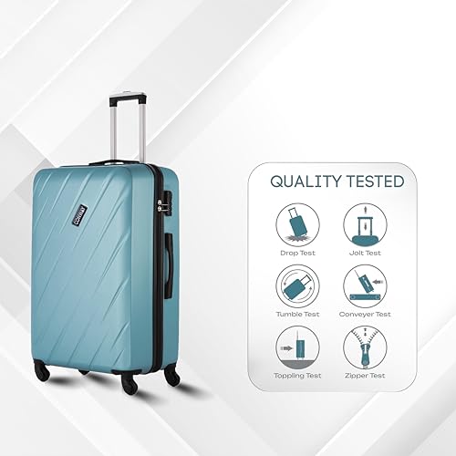 Image of CONWAY 55cm Cabin Trolley Bag, ABS Hard Shell Luggage Trolley Bags, 8 Spinner Wheels, TSA Lock, Lightweight Suitcase for Travel - Teal