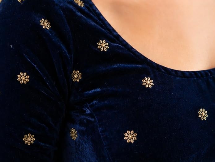 Image of Velvet Readymade Blouse for Women, Elegant, Comfortable, Stylish, Saree Choli Top, Traditional, Size S, M, L, XL, XXL