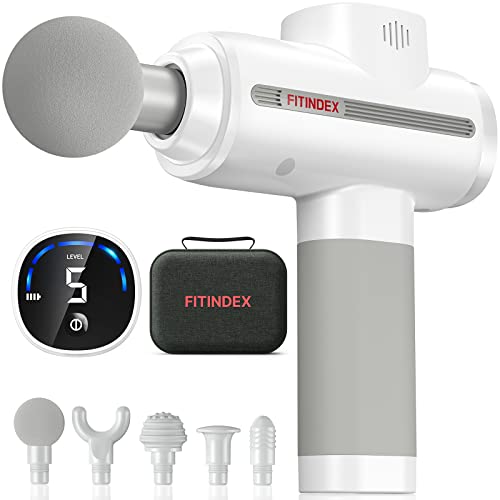 Massagepistole, FITINDEX Massage Gun mit Typ-C PD Schnellladung, 2023 Muskelmassagepistole für Sportler, Massagepistole mit LED Touch Display, Massagegerät Geschenke für Männer und Frauen Cover