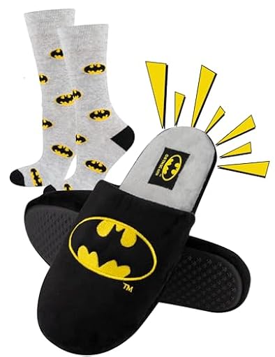 soxo DC Comics The Batman Zapatillas Casa Hombre Invierno Divertidas Cómodas Pantuflas 41/42 Batman Zapatillas + Calcetines 40-45 | Ya disponible en tu tienda friki favorita! En mundofriki.es!