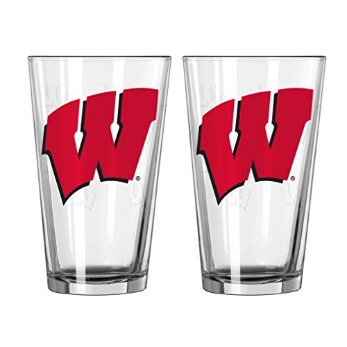 Boelter Brands NCAA Wisconsin Badgers Satin Etch Pint, 16-Ounce, 2-Pack