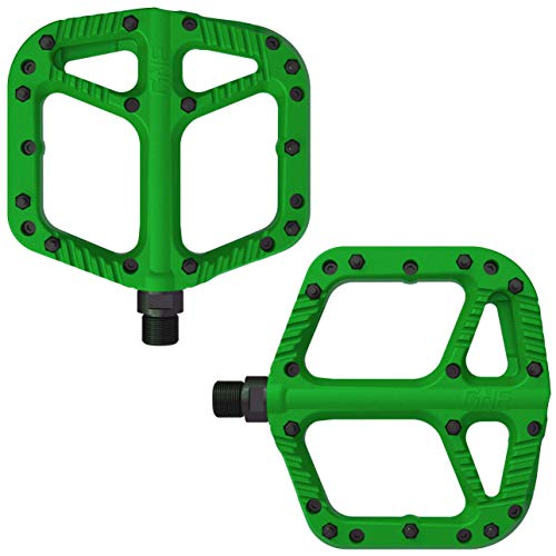 OneUp Components Pedales planos compuestos MTB – verde/ligero nailon fibra de vidrio bicicleta de montaña Trail Off Road Pin Dirt Jump Enduro Ciclismo descenso Grip Riding Ride Plataforma Parte 9/16