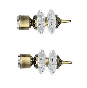 FERIO Brass Antique Aluminium Double Diamond Curtain Brackets/Finials for Door and Window Accessories 1 Inch Rod Set of 1 (2 Pcs)