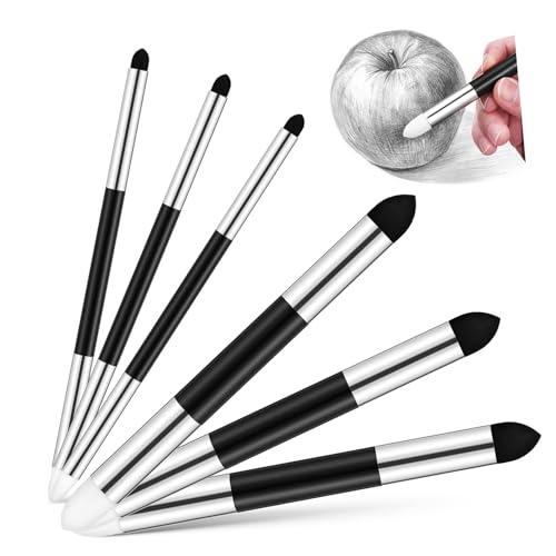 Homoyoyo 6 Pcs Blending Pen Art Eraser Pen Set Sketch Blending Sponge Shading Brushes Spong Brush Drawing Sponges