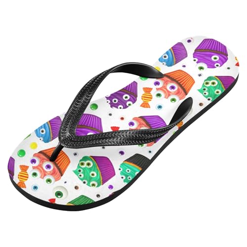 Burbuja Colorful Halloween Cupcakes Flip Flops for Women Men, Soft Thong Sandals Rubber Slippers for Pool Beach Essentials2