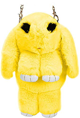 Faux Rabbit Fur Crossbody Handbag Shoulder Bag (D Yellow) 34X15