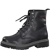  s.Oliver Damen Stiefel 26255-33, Frauen Schnürstiefel, Combat schnürung gefüttert Damen Frauen weibliche Lady Ladies,Black Leather,39 EU / 6 UK