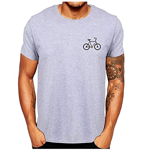 Nuevo 2021 Camiseta Hombre Verano Manga Corta Impresión de Bicicletas Moda Casual T-Shirt Blusas Camisas Camiseta Originales Cuello Redondo Hombre Suave básica Blanco Camiseta Deportiva Top