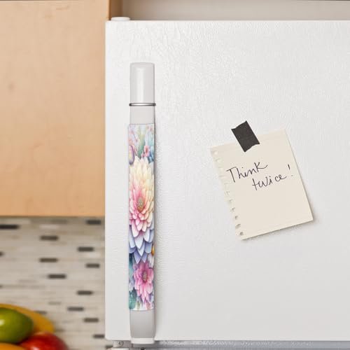 Image of Pardick Spring Flower Floral Refrigerator Door Handle Covers Set of 2 Spring Flower Floral Washable Fridge Dishwasher Mocrowave Oven Door Decor Protector Handle Cover Kitchen Appliance Decorative