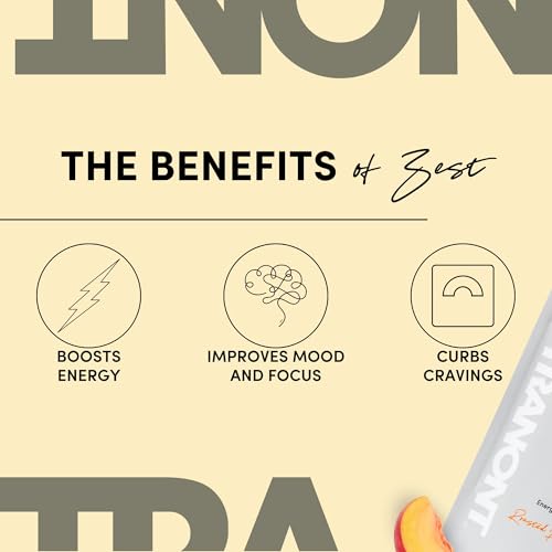 Image of Tranont Zest Energizing Focus Blend | Roasted Peach Lemonade Energy Powder | Gluten-Free, Sugar-Free with Green Tea L-Theanine, Vitamins & Antioxidants for Energy, Focus, and Health | 15 Sticks