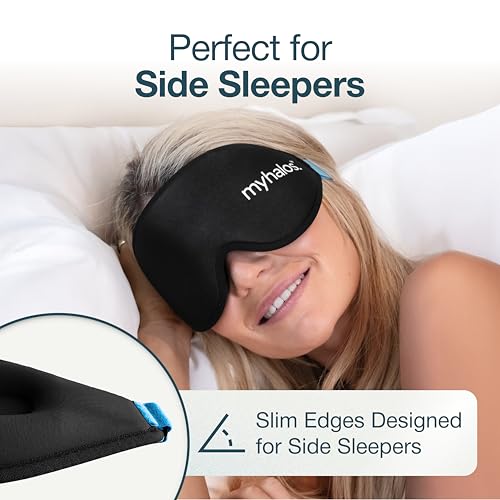 MyHalos® 100% Blackout Sleep Masks for Women & Men - Zero Eye Pressure Eye Mask for Sleeping -Our Halo Sleep Mask Includes a Storage Pouch- Black Eye Mask for Travel or Blindfold - Image 3
