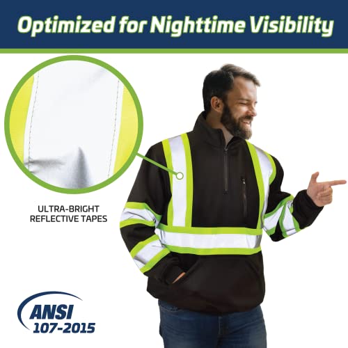 JORESTECH Safety Sweater Reflective High Visibility Black 1/4 Zipper ANSI - Thumbnail 6