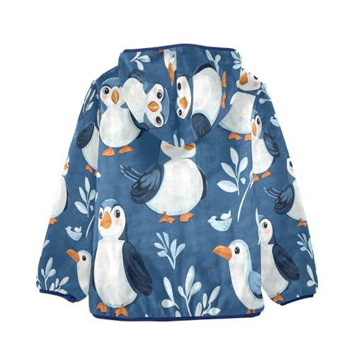 Cute Birds on Blue Toddler Fleece Jacket Girl Boys Hooded Fleece Jacket Coat Warm Outwear Zip-up 3-10T2