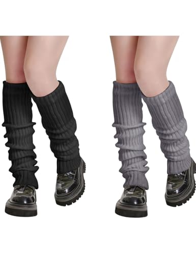 Image of v28 Leg Warmers - 20 inch Women Girls Knit Soft Socks for Warm,Aerobics Balet Fitness Yoga Y2K Casual,Available in 1 /2 /3 Pairs