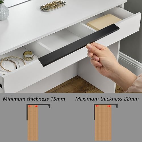 Heveer Schwarz Möbelgriffe 300mm Versteckte Schrankgriffe Küchengriffe mit Schrauben für Kleiderschrank Tür Schubladen 8 Stück