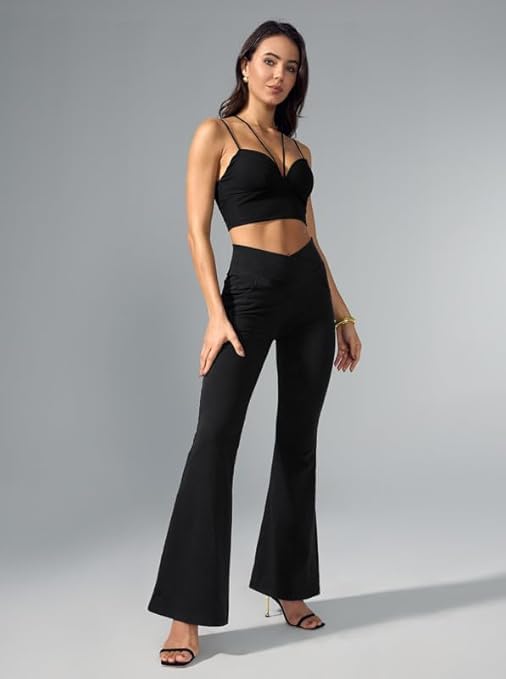 Image of ADBUCKS Women High Rise Flared Jeans High Waisted Bell Bottom Jeans Trendy Stretchy Flare Jeggings with Pockets