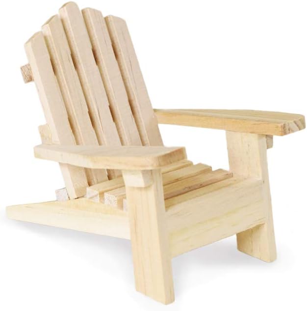 Multicraft DIY Miniature Wood Adirondack Chair for Dollhouses, Displays, Crafting, and More - 4.5 x 5 Inches