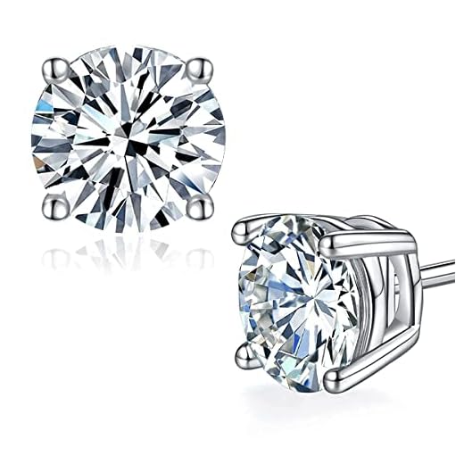 Moissanite Stud Earrings Lab Created Diamond 18K White Gold Plated 925 Sterling Silver Earring Jewelry Gifts for Women Men (3 CTW (1.5 Ct Each))