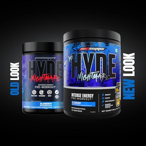 Image of ProSupps Hyde Nightmare Blueberry Pre Workout Powder, 30 Servings | 6000 mg Citrulline, 3200 mg Beta-Alanine, Nootropics, Electrolytes, FSSAI Compliant, Banned-Substance Screened