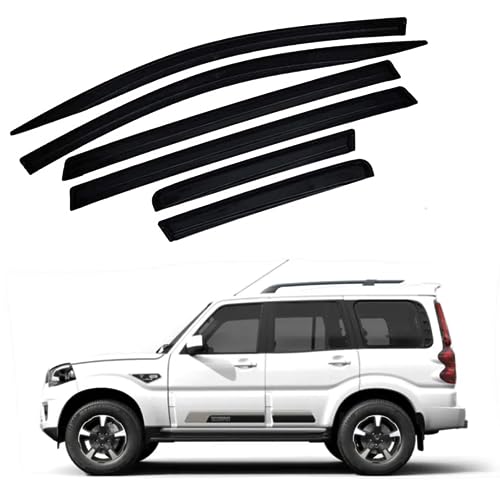 Image of Premium Non-Breakable Car Window Door Visor /Rain Guard /Wind Deflector Compatible for (Scorpio Classic 6pcs)