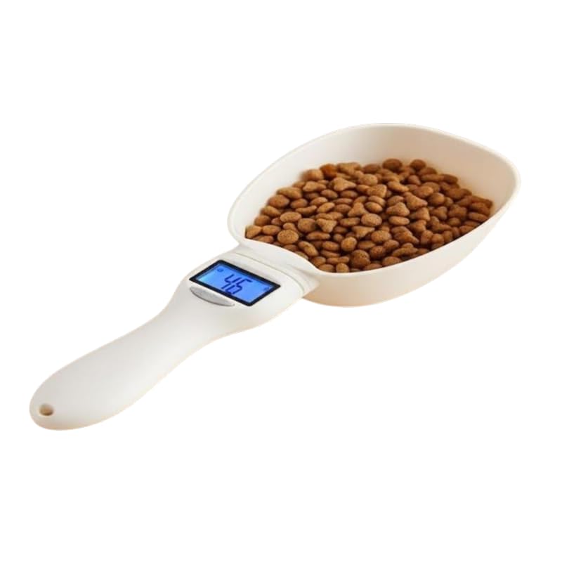 Digital Measuring Scoop for Food & Pet Feeding, LCD Display Measuring Spoon with Multiple Unit Conversion, Kitchen Portion Control Scoop, White-image-46