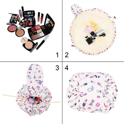 Image of Maharsh Polyester Convenient Waterproof Multifunction Portable Lazy Travel Cosmetic Large Capacity Storage Bag Travel Pouch With Drawstrings (White), 12 Cms
