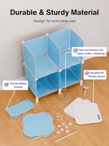 Image of BOXJOY Plastic Kids Wardrobe with 6 Doors, Sticker Sheet & 5 Hook Holder