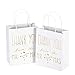 LaRibbons Medium Size Gift Bags - Gold Foil"Mr. and Mrs. Thank You" White Paper Bags with Handles for Wedding, Bridal Shower, Birthday, Baby Shower, Party Favors - 12 Pack - 8" x 4" x 10"