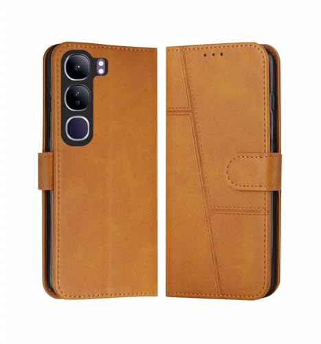 Image of for Vivo Y300 5G Flip Cover Leather Finish | Inside TPU with Card Pockets | Wallet Stand | Complete Protection Flip Case