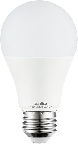 Miniatura 1 de Sunlite 80795 Bombilla LED A19 estándar para el hogar, 9 vatios (equivalente a 60 W), 800 lúmenes, base media (E26), regulable, certificación UL,