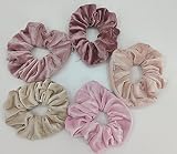 Large Velvet Hair Scrunchies Women With Zipper Pocket-5 Pack Big Vsco Girl Stuff Scrunchy for Hair S