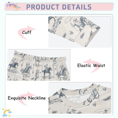 Cotton Pajamas Set 2 Piece Soft Comfy Western Cowboy Pjs Long Sleeve Lounge Sleepwear4