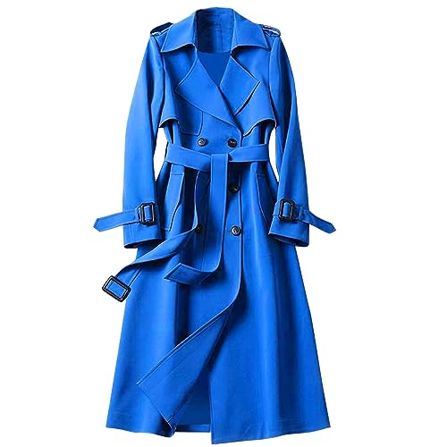 Chaleco de pecho para mujer, cortavientos, abrigo ajustado para mujer, abrigo largo liso, chaqueta delgada para mujer, abrigo suave 3x para mujer, azul, 4XL