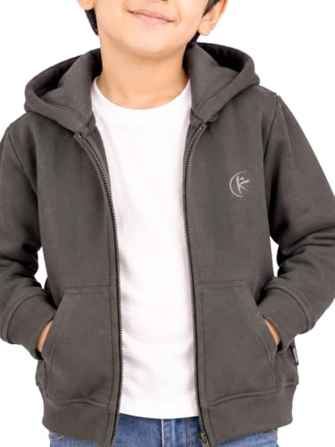 Image of Unisex Kids Solid Full Sleeve Zip Front Open Hooded Sweatshirt