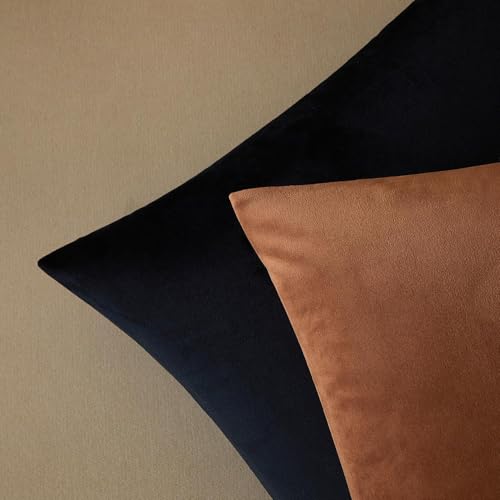 Image of JUSPURBET 28x28 Throw Pillow Covers Set of 2 Decorative Pillow Covers for Couch Sofa Bed Cozy Velvet Cushion Covers Cases with Invisible Zipper for Living Room Home Decor,Mocha Mousse