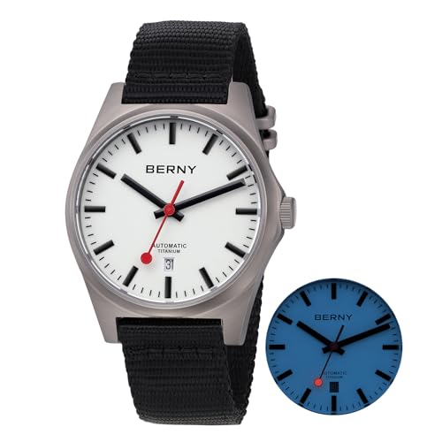 BERNY Titan-Uhr Automatikuhr für Männer Klassische mechanische Armbanduhr Canvas-Armband 10ATM Wasserdicht Saphir-Linse leuchtende Herren-Alltags-Schmuckuhren
