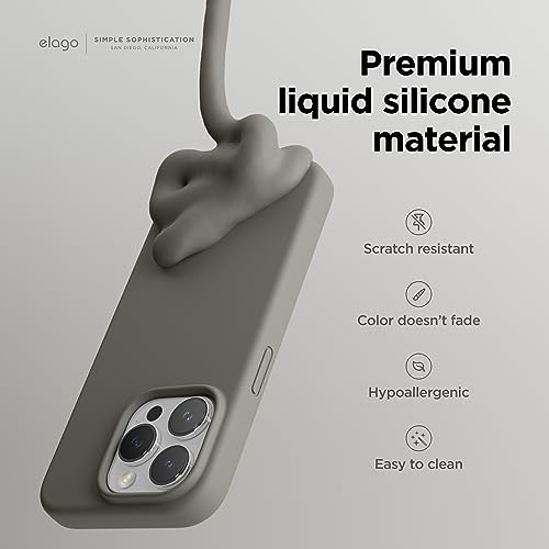 Image of elago Compatible with iPhone 15 Pro Case, Liquid Silicone Case, Full Body Protective Cover, Shockproof, Slim Phone Case, Anti-Scratch Soft Microfiber Lining, 6.1 inch (Medium Grey)
