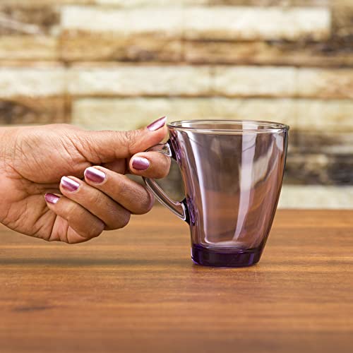 Image of Pasabahce Penguen Glass Mug from The Original from Turkey 170 ml Mug Set of 6 Pcs | Ideal for Coffee, Tea, Cappaccino, Multipurpose Mug Perfect for Gifting | Easy to Clean & Dishwasher Safe.(Purple)